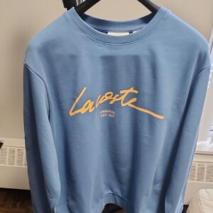 Lacoste Men's Blue Crewneck Sweater with Yellow Logo